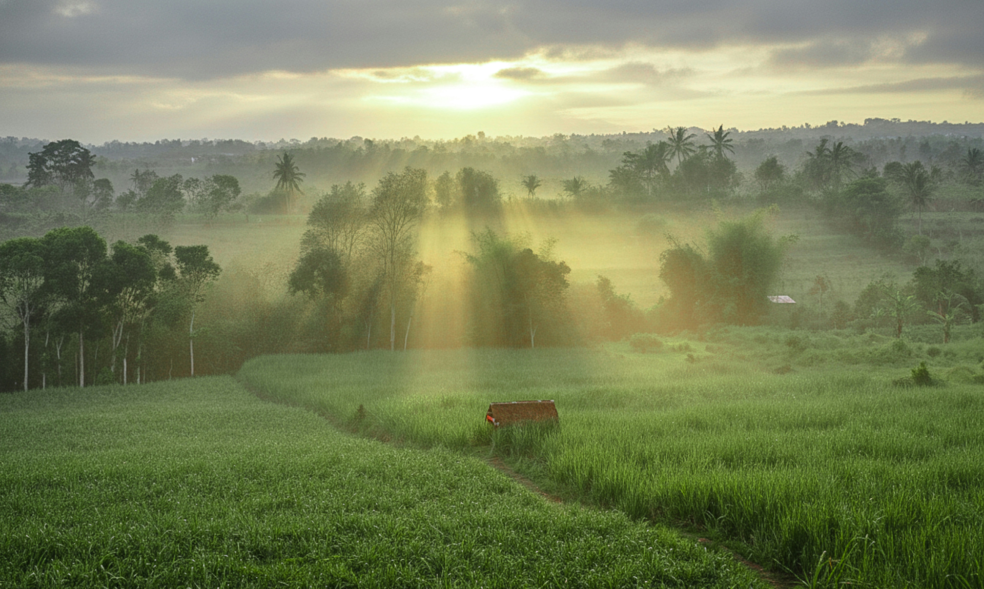 Open field at the edge of the jungle — the world the five days unfold inside